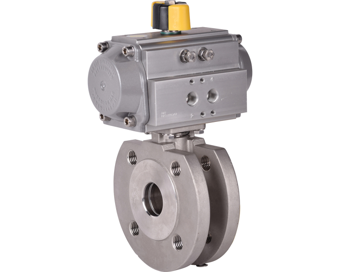 Wafer stainless stell ball valve 771 XS + RE/RES pneumatic actuator